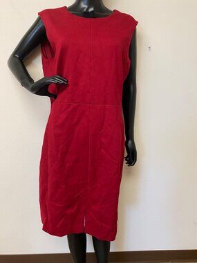 Anne Klein Womens Titian Round Neck Slit Front Sheath Dress Red Size 14 NWOT